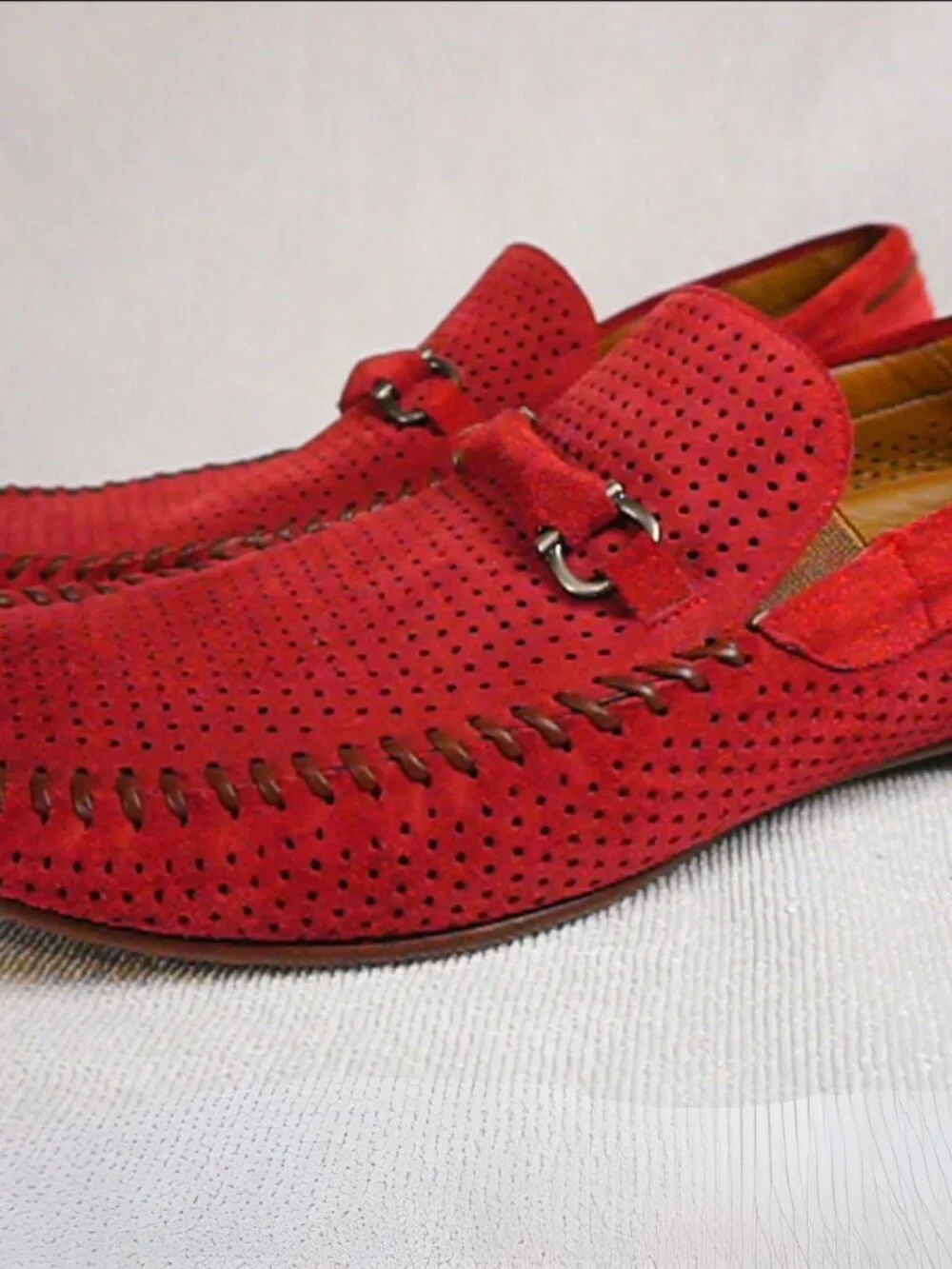 Mezlan Marcello Men's Dress Shoes 11.5 M Loafers Red Suede Slip On